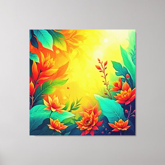 Levendige Abstracte bloemen schoonheid Canvas Afdruk (Voorkant)