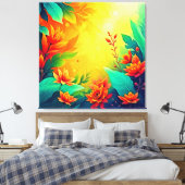 Levendige Abstracte bloemen schoonheid Canvas Afdruk (Insitu (Slaapkamer))