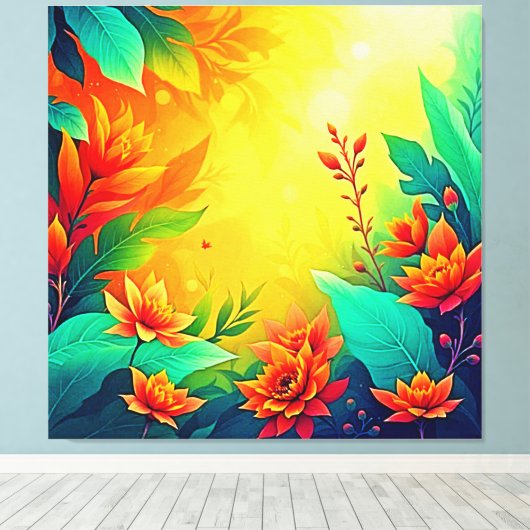 Levendige Abstracte bloemen schoonheid Canvas Afdruk (Insitu (Houten vloer))