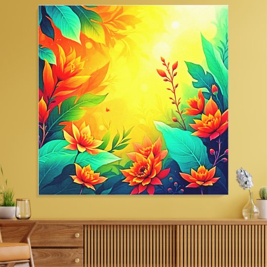 Levendige Abstracte bloemen schoonheid Canvas Afdruk (Insitu (Woonkamer))