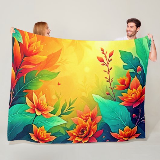 Levendige Abstracte bloemen schoonheid Fleece Deken (In situ)