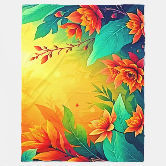 Levendige Abstracte bloemen schoonheid Fleece Deken (Voorkant)