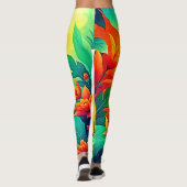 Levendige Abstracte bloemen schoonheid Leggings (Achterkant)