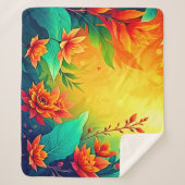 Levendige Abstracte bloemen schoonheid Sherpa Deken (Voorkant)