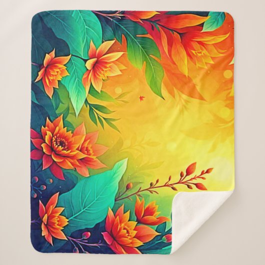 Levendige Abstracte bloemen schoonheid Sherpa Deken (Voorkant)