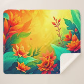 Levendige Abstracte bloemen schoonheid Sherpa Deken (Voorkant (horizontaal))