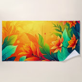 Levendige Abstracte bloemen schoonheid Strandlaken (Voorkant)