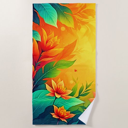 Levendige Abstracte bloemen schoonheid Strandlaken (Voorkant)