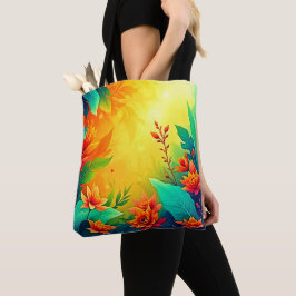 Levendige Abstracte bloemen schoonheid Tote Bag