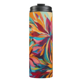 Levendige Abstracte Bloemen Thermische Tumbler Thermosbeker