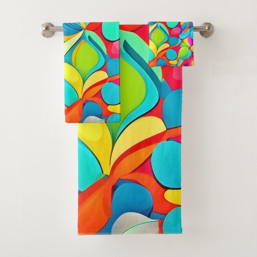 Levendige Abstracte bloemenexplosie Bad Handdoek (Insitu)