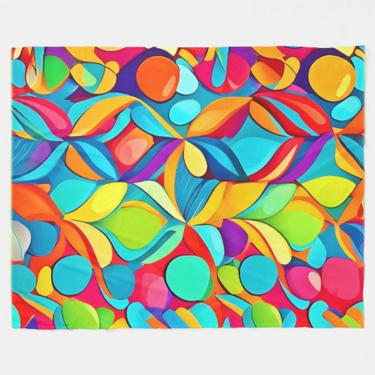 Levendige Abstracte bloemenexplosie Fleece Deken (Voorkant (Horizontaal))