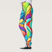 Levendige Abstracte bloemenexplosie Leggings (Links)