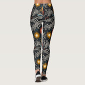Levendige Abstracte bloemengolven op zwart Leggings (Achterkant)