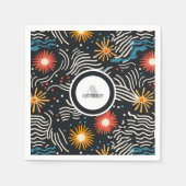 Levendige Abstracte bloemengolven op zwart Servet (Voorkant)