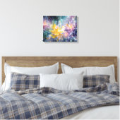 Levendige Abstracte Bloemenschildering met Explosi Canvas Afdruk (Insitu (Slaapkamer))