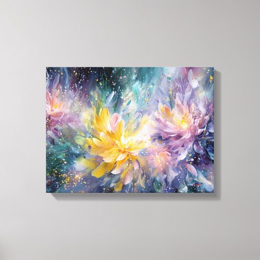 Levendige Abstracte Bloemenschildering met Explosi Canvas Afdruk (Voorkant)