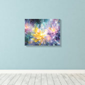 Levendige Abstracte Bloemenschildering met Explosi Canvas Afdruk (Insitu (Houten vloer))