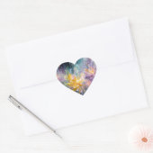 Levendige Abstracte Bloemenschildering met Explosi Hart Sticker (Envelop)