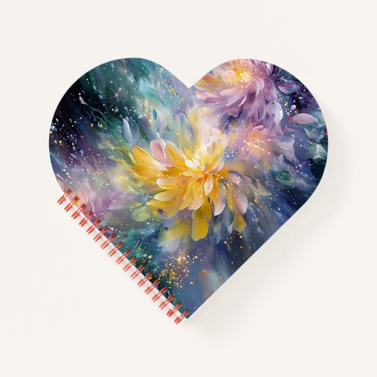 Levendige Abstracte Bloemenschildering met Explosi Notitieboek (Voorkant)