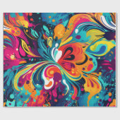 Levendige Abstracte bloemenuitbarsting Cadeaupapier (Vlak)