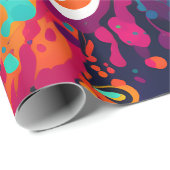 Levendige Abstracte bloemenuitbarsting Cadeaupapier (Rol Hoek)