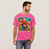 Levendige Abstracte bloemenuitbarsting T-shirt (Voorkant volledig)