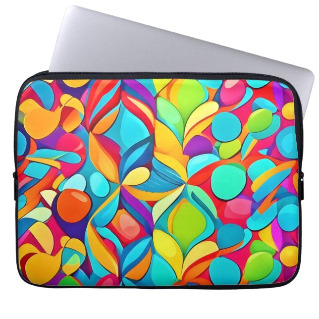 Levendige Abstracte Bloemexplosie Laptop Sleeve (Voorkant)