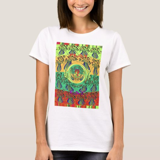 Levendige Abstracte bloemkunst T-shirt (Voorkant)