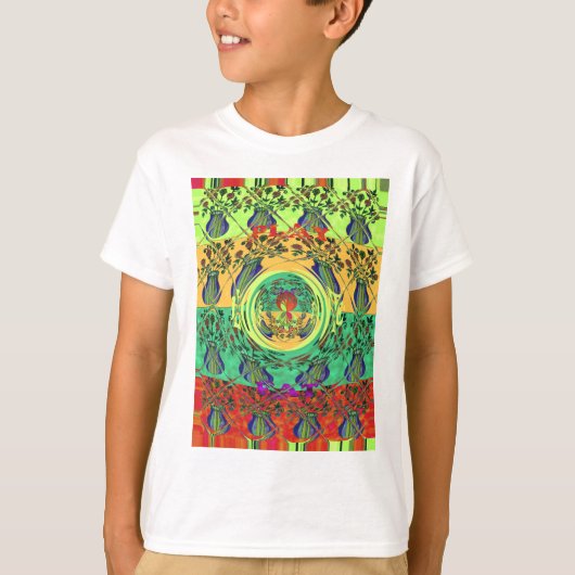 Levendige Abstracte bloemkunst T-shirt (Voorkant)