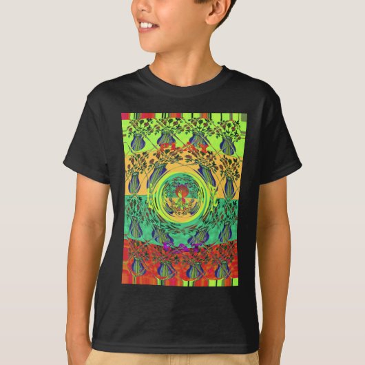 Levendige Abstracte bloemkunst T-shirt (Voorkant)