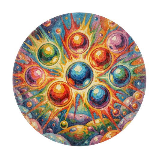 Levendige Abstracte Bollen Stralende Vloeistof  Snijplank (Voorkant)