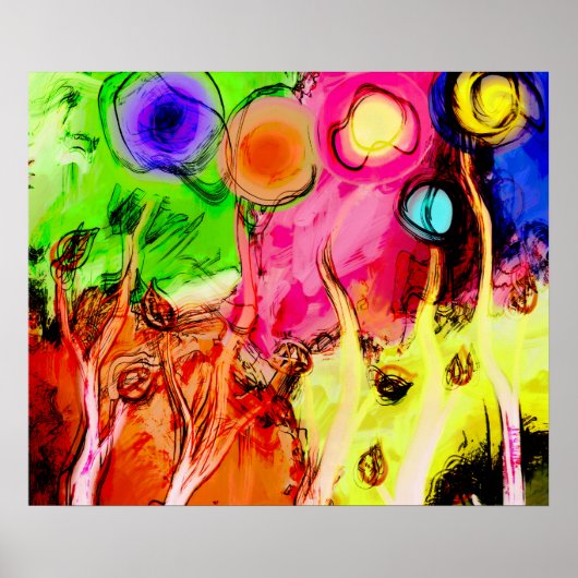 LEVENDIGE ABSTRACTE BOS WANDKUNST POSTER (Voorkant)