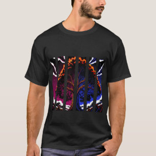 Levendige Abstracte Bosboom Gespleten Paneel Kunst T-shirt