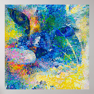 Levendige Abstracte Cat Art Print
