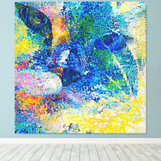 Levendige Abstracte Cat Art Print (Insitu (Houten vloer))