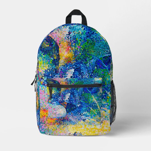 Levendige Abstracte Cat Art Print Bedrukte Rugzak (Voorkant)