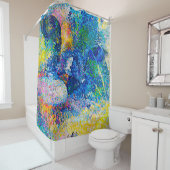 Levendige Abstracte Cat Art Print Douchegordijn (In situ)