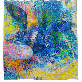 Levendige Abstracte Cat Art Print Douchegordijn