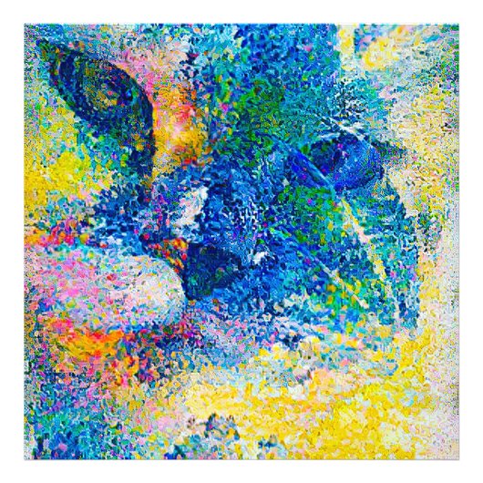 Levendige Abstracte Cat Art Print Foto Afdruk (Voorkant)