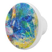 Levendige Abstracte Cat Art Print Keramische Knop (Rechts)