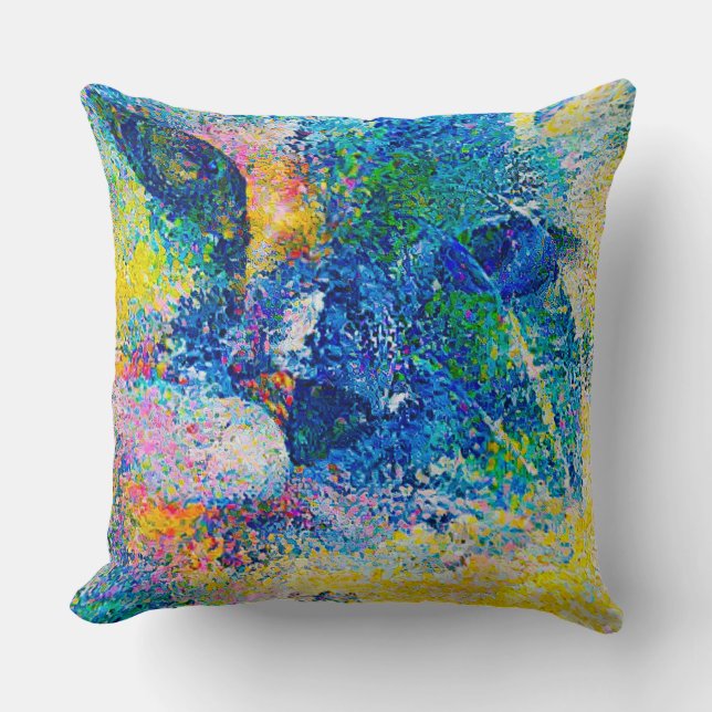 Levendige Abstracte Cat Art Print Kussen (Voorkant)