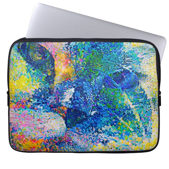 Levendige Abstracte Cat Art Print Laptop Sleeve (Voorkant)