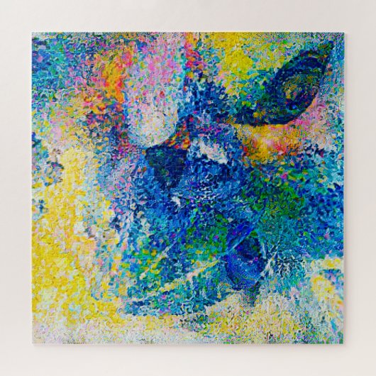 Levendige Abstracte Cat Art Print Legpuzzel (Horizontaal)