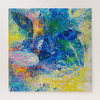 Levendige Abstracte Cat Art Print Legpuzzel