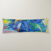 Levendige Abstracte Cat Art Print Lichaamskussen (Achterkant)