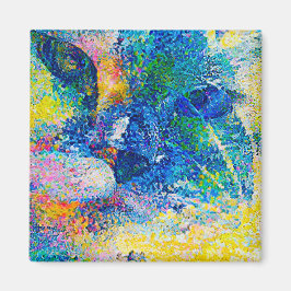 Levendige Abstracte Cat Art Print Magneet