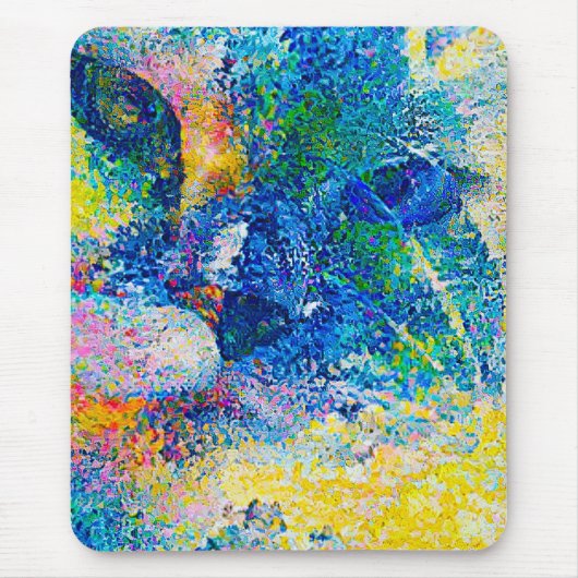 Levendige Abstracte Cat Art Print Muismat (Voorkant)