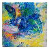Levendige Abstracte Cat Art Print Perfect Poster (Voorkant)