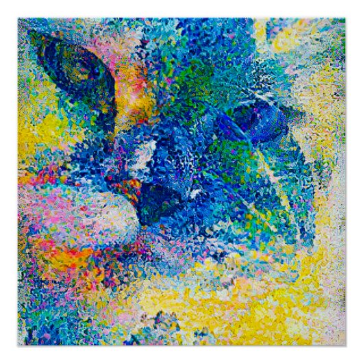 Levendige Abstracte Cat Art Print Perfect Poster (Voorkant)